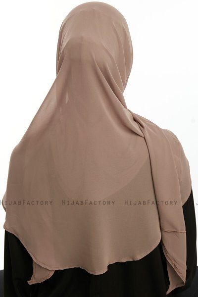 Eylem - Dark Taupe One Piece Chiffon Hijab