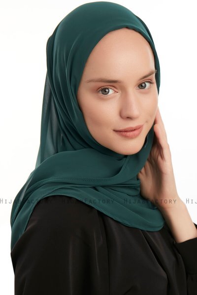 Eylem - Dark Green One Piece Chiffon Hijab