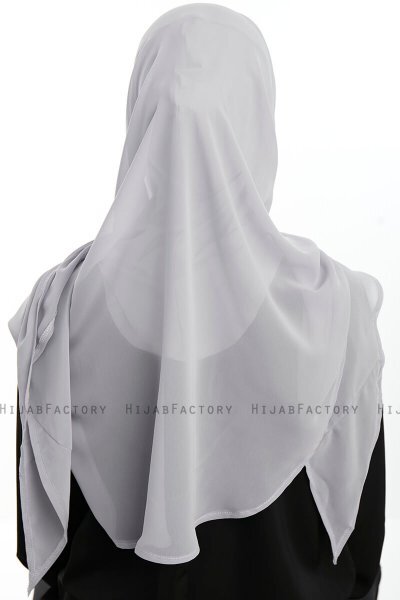 Eylem - Light Grey One Piece Chiffon Hijab