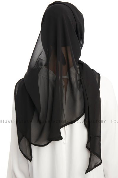 Sahar - Black One Piece Chiffon Hijab