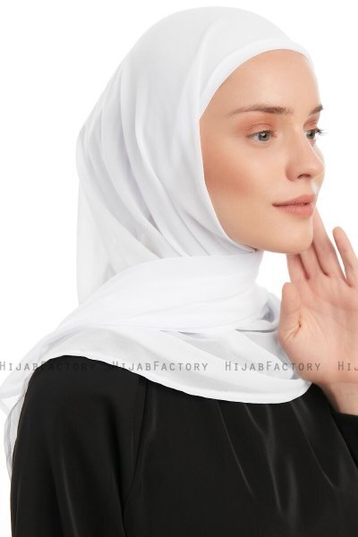 Sahar - White One Piece Chiffon Hijab