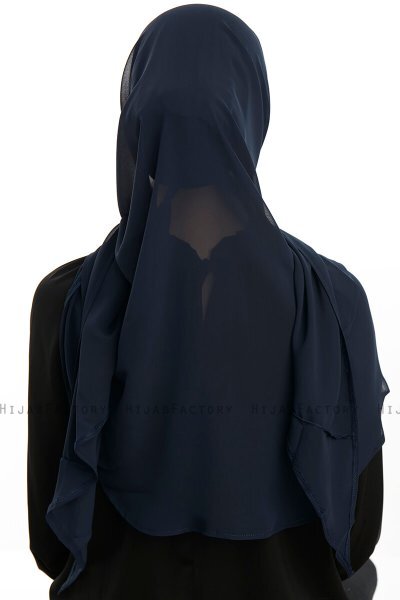 Sahar - Navy Blue One Piece Chiffon Hijab