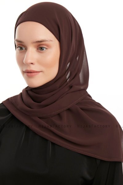 Sahar - Brown One Piece Chiffon Hijab