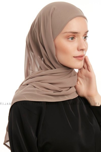 Sahar - Dark Taupe One Piece Chiffon Hijab