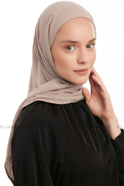Sahar - Light Taupe One Piece Chiffon Hijab