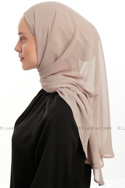 Sahar - Light Taupe One Piece Chiffon Hijab