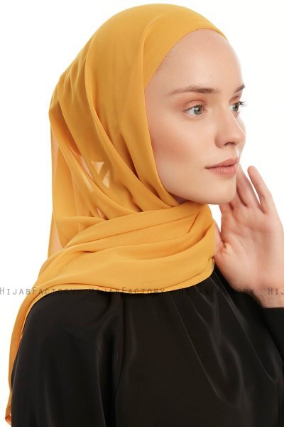 Sahar - Mustard One Piece Chiffon Hijab