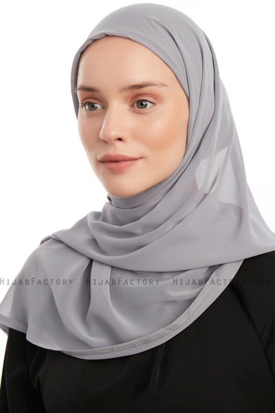 Sahar - Dark Grey One Piece Chiffon Hijab
