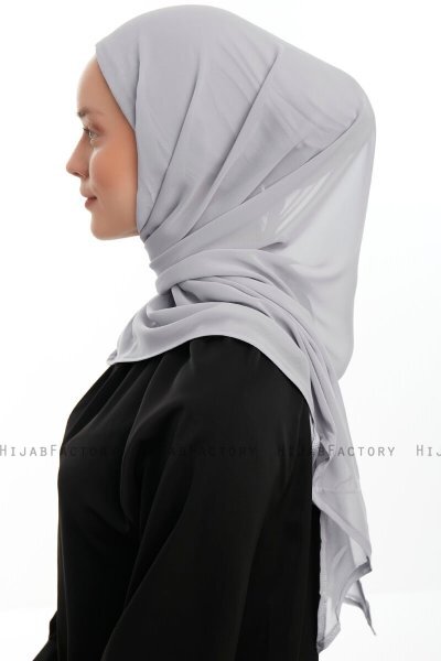 Sahar - Light Grey One Piece Chiffon Hijab