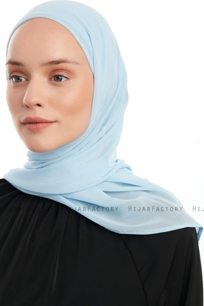 Sahar - Ljusblå One Piece Chiffon Hijab