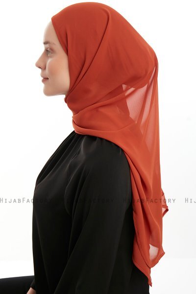 Sahar - Brick Red One Piece Chiffon Hijab