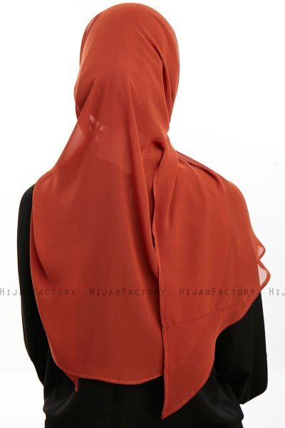 Sahar - Brick Red One Piece Chiffon Hijab
