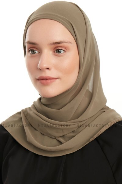 Sahar - Olive One Piece Chiffon Hijab