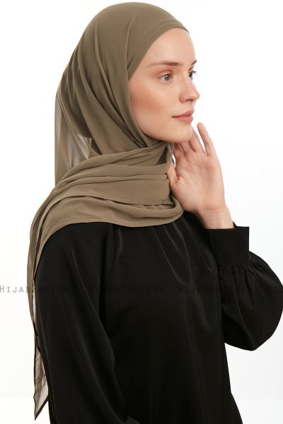 Sahar - Olive One Piece Chiffon Hijab