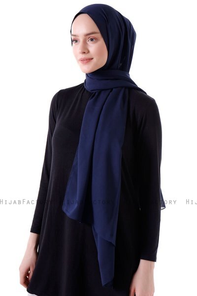 Hadise - Dark Navy Blue Chiffon Hijab