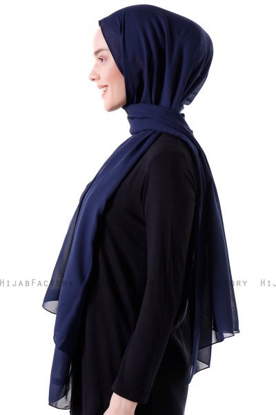 Hadise - Dark Navy Blue Chiffon Hijab