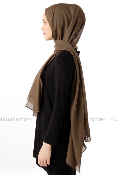 Hadise - Dark Khaki Chiffon Hijab