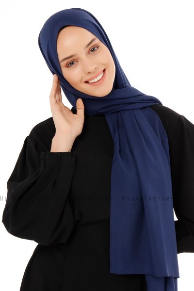 Esra - Navy Blue Chiffon Hijab