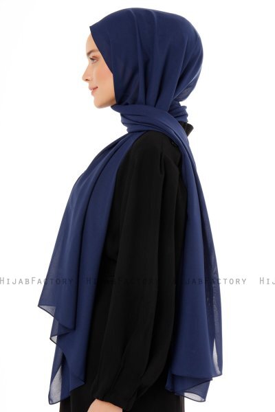 Esra - Navy Blue Chiffon Hijab