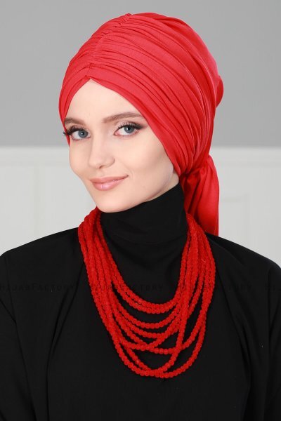 Amy - Red Cotton Turban - Ayse Turban