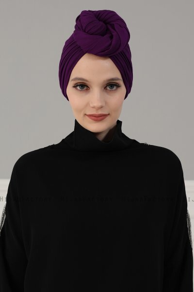 Amy - Purple Cotton Turban - Ayse Turban