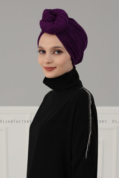 Amy - Purple Cotton Turban - Ayse Turban