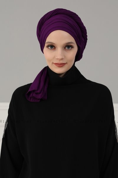 Amy - Purple Cotton Turban - Ayse Turban