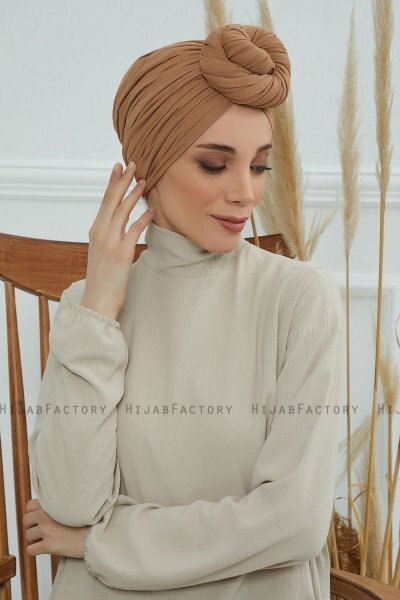 Amy - Light Brown Cotton Turban