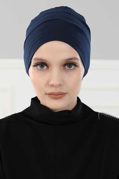 Stella - Navy Blue Cotton Turban
