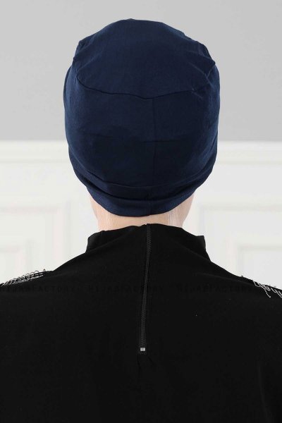 Stella - Navy Blue Cotton Turban