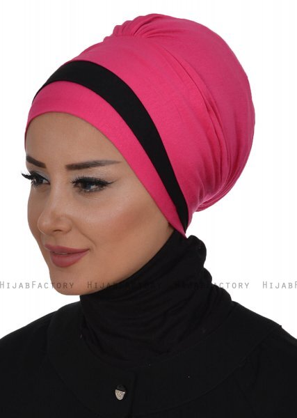 Elsa - Fuchsia & Black Cotton Turban