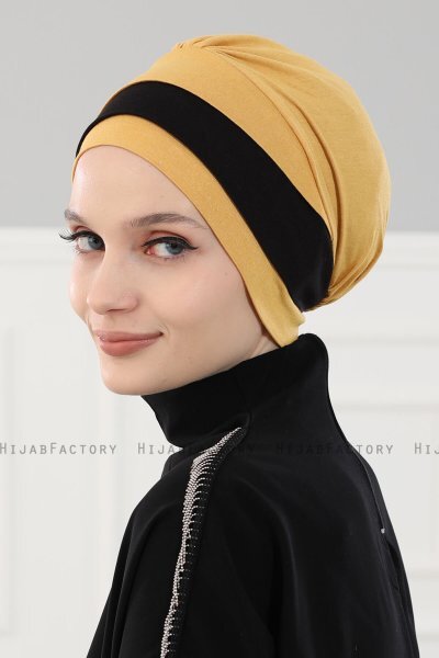 Elsa - Mustard & Black Cotton Turban