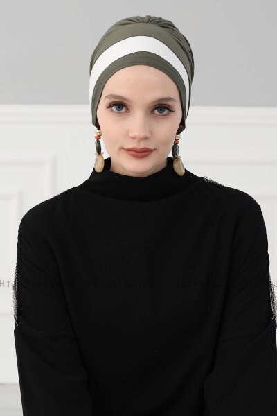 Elsa - Khaki & Creme Cotton Turban