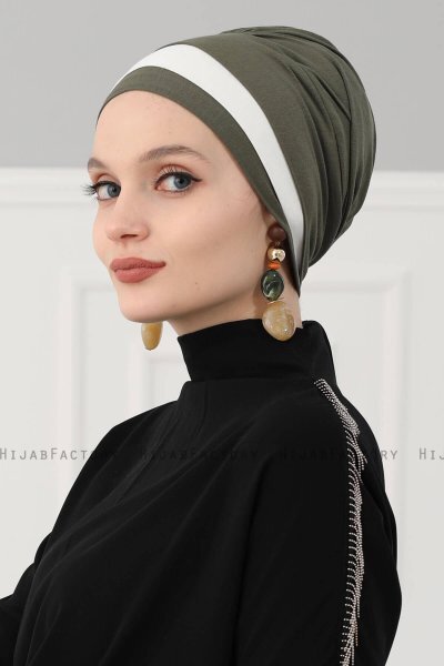 Elsa - Khaki & Creme Cotton Turban