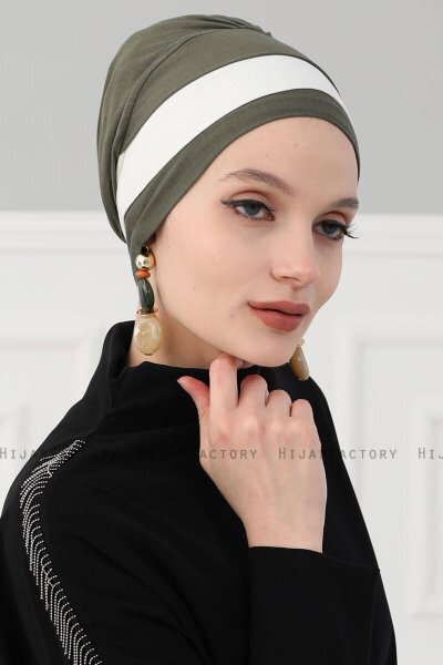 Elsa - Khaki & Creme Cotton Turban