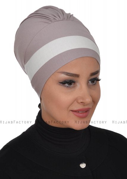 Elsa - Taupe & Creme Cotton Turban
