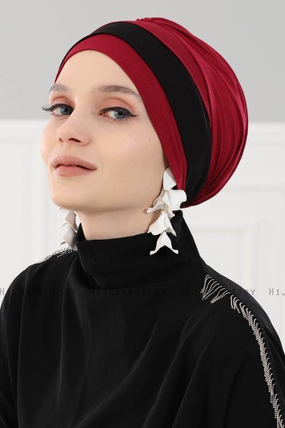 Elsa - Bordeaux & Black Cotton Turban