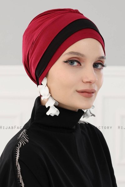 Elsa - Bordeaux & Black Cotton Turban