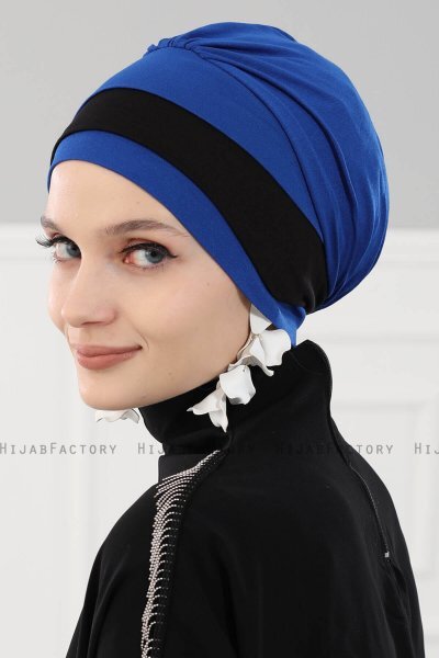 Elsa - Blue & Black Cotton Turban