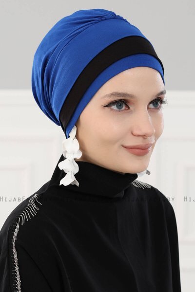 Elsa - Blue & Black Cotton Turban