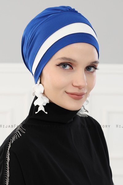 Elsa - Blue & Creme Cotton Turban