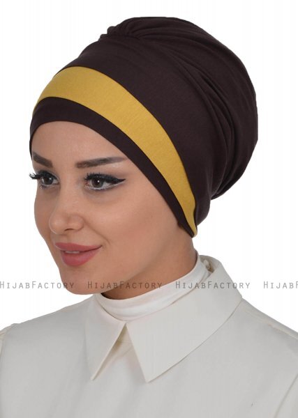 Elsa - Brown & Mustard Cotton Turban