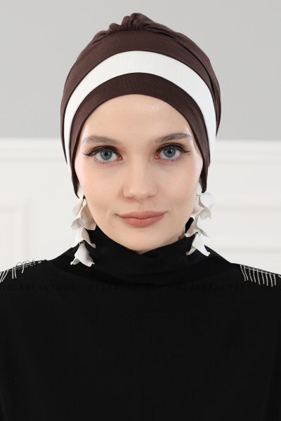 Elsa - Brown & Creme Cotton Turban
