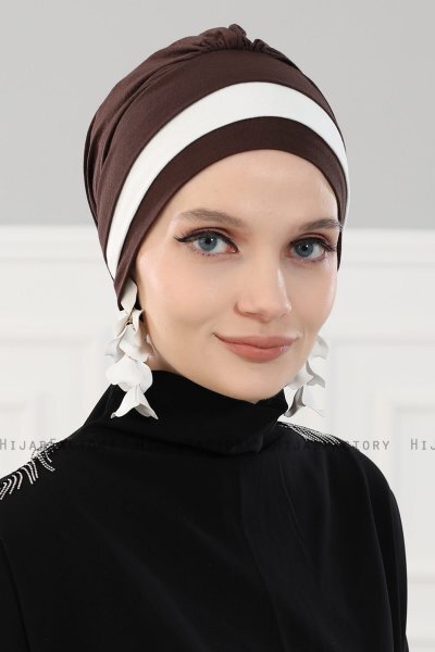 Elsa - Brown & Creme Cotton Turban