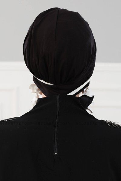 Elsa - Black & Creme Cotton Turban