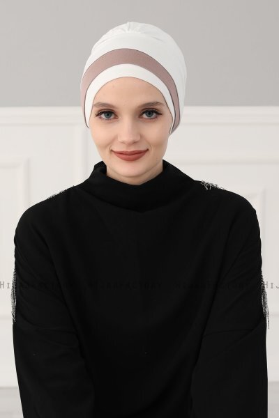 Elsa - Creme & Taupe Cotton Turban