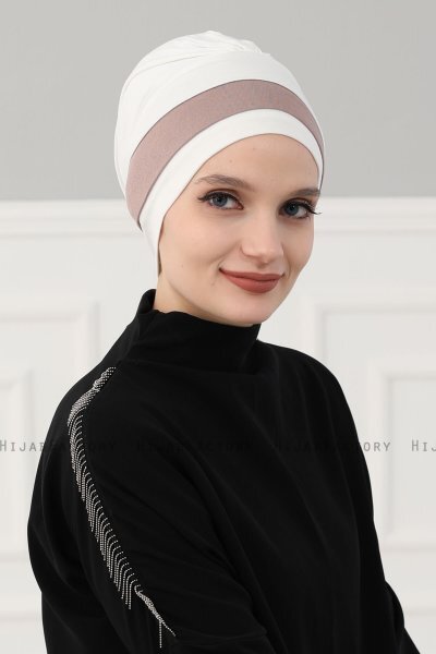 Elsa - Creme & Taupe Cotton Turban