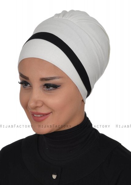 Elsa - Creme & Black Cotton Turban