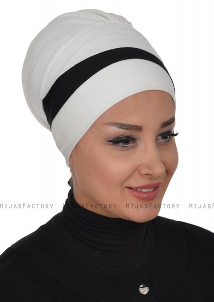 Elsa - Creme & Black Cotton Turban
