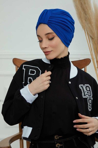 Laura - Blue Cotton Turban